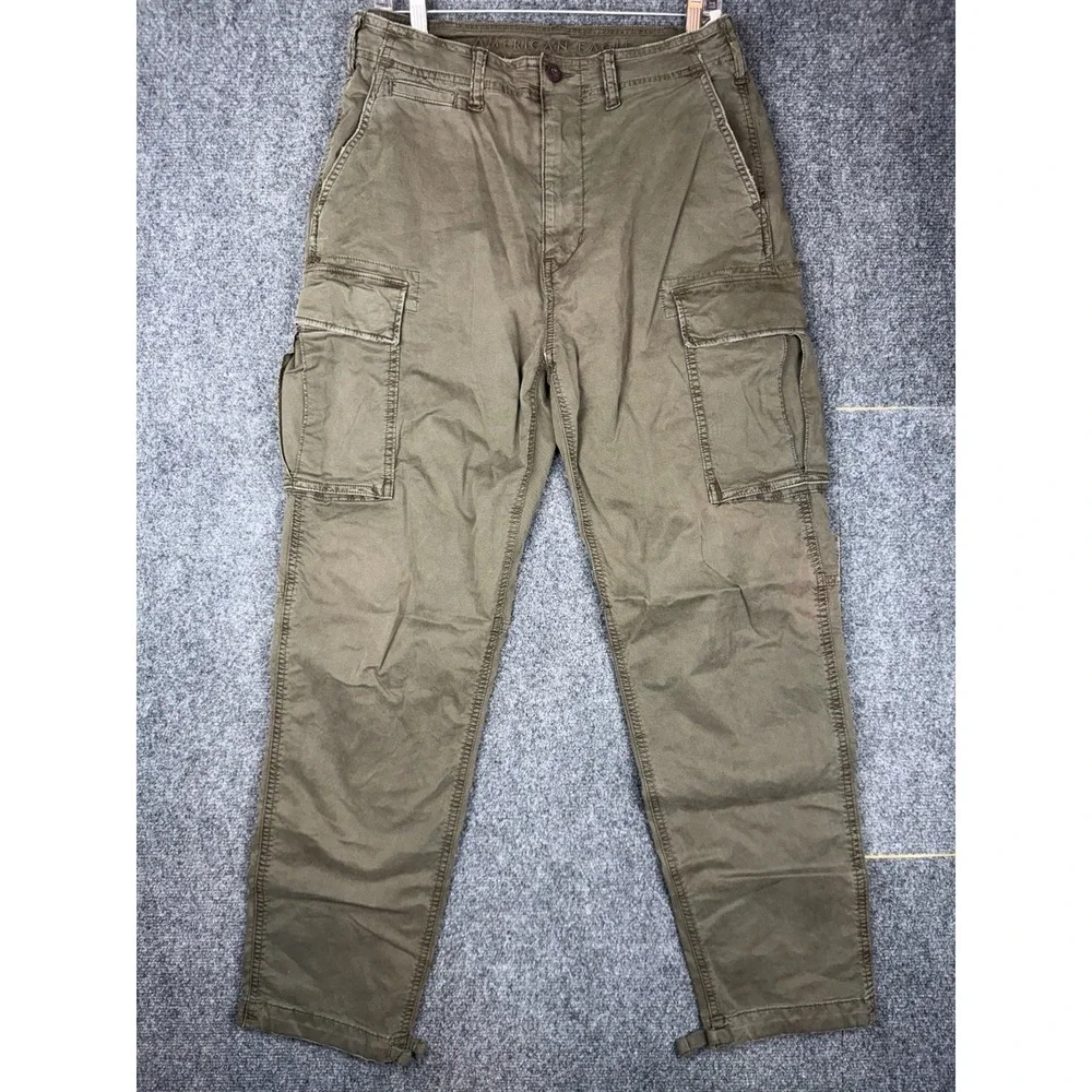 American Eagle Men's Cargo Pants 29x32 Green Parachute Drawstring